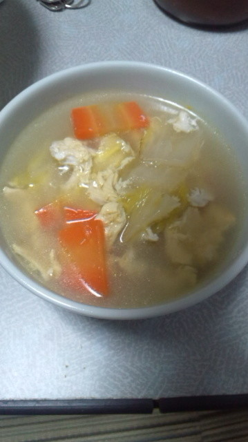 白菜と人参のかき玉スープの画像