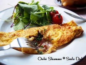 とろ~りチーズとカリカリベーコンオムレツ