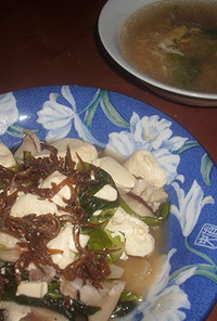 ３分広東料理　油菜と湯（スープ）