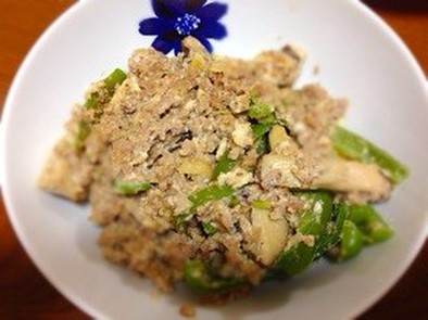 挽肉ピーマン椎茸の酒粕炒め煮の写真