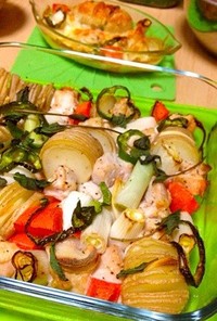 野菜と肉のオーブングリル焼き