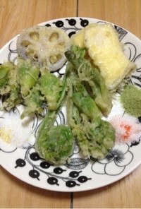 春の天ぷら(3種の塩)