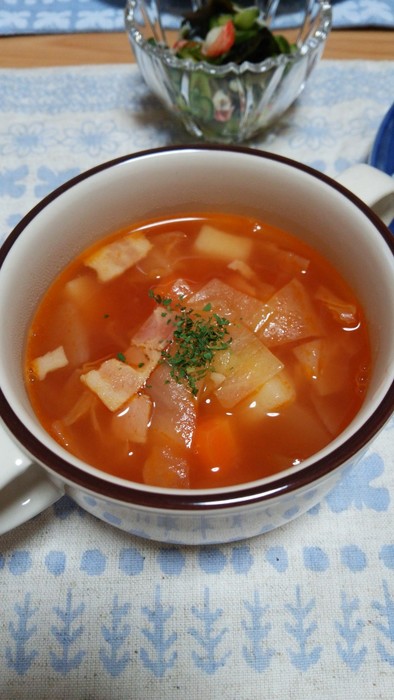 ケチャップで作る☆ミネストローネ風スープの写真