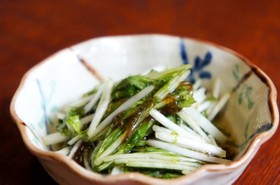 水菜サラダ風☆水菜ともずく酢の和え物