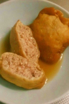 簡単!ふわふわジューシー油揚げの肉詰め♡