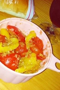 レンジで簡単栄養パプリカトマトのイタリア