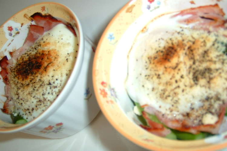 卵とアスパラのココット レシピ 作り方 By Monemaruku クックパッド