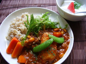 トマトジュースでベジ豆カレー☆