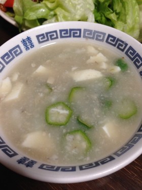 とろ〜り長芋とオクラと豆腐の味噌汁♪