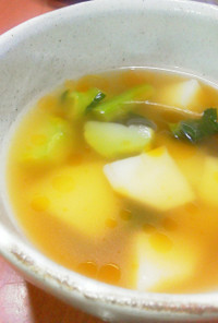 ブロッコリー茎とじゃが芋の中華スープ