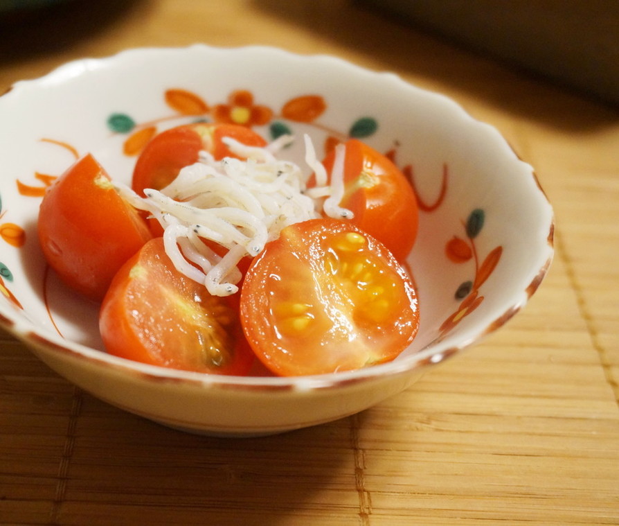 ミニトマトとしらすの三杯酢和えの画像
