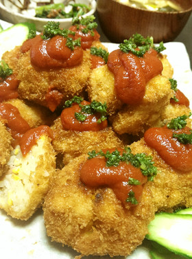 チャーハン変身トマト風味のライスコロッケ
