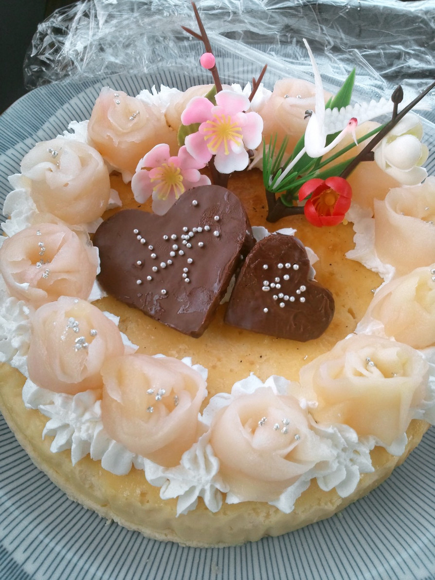 結婚祝い♪寄り添うハートのケーキの画像