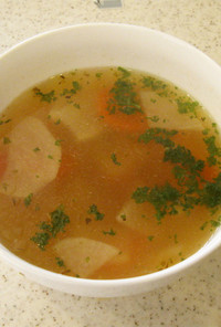 ゆで豚のゆで汁で作る簡単野菜スープ