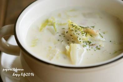 白菜と長ねぎの濃厚豆乳スープの写真