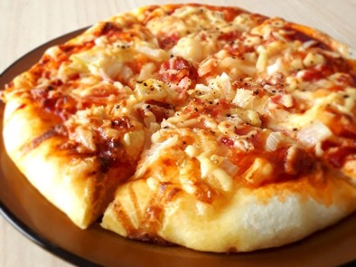 簡単発酵なし♪片栗粉入りのふわもち ピザの写真