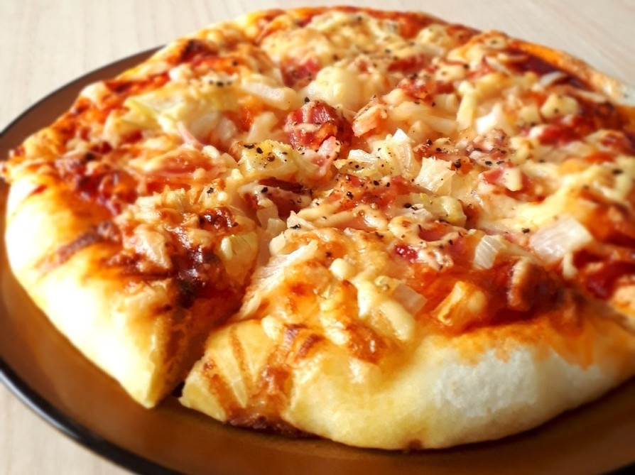 簡単発酵なし♪片栗粉入りのふわもち ピザの画像