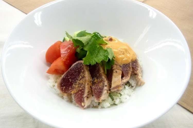 かつおのたたきコチュマヨ丼 レシピ 作り方 By おぼんdeごはん クックパッド