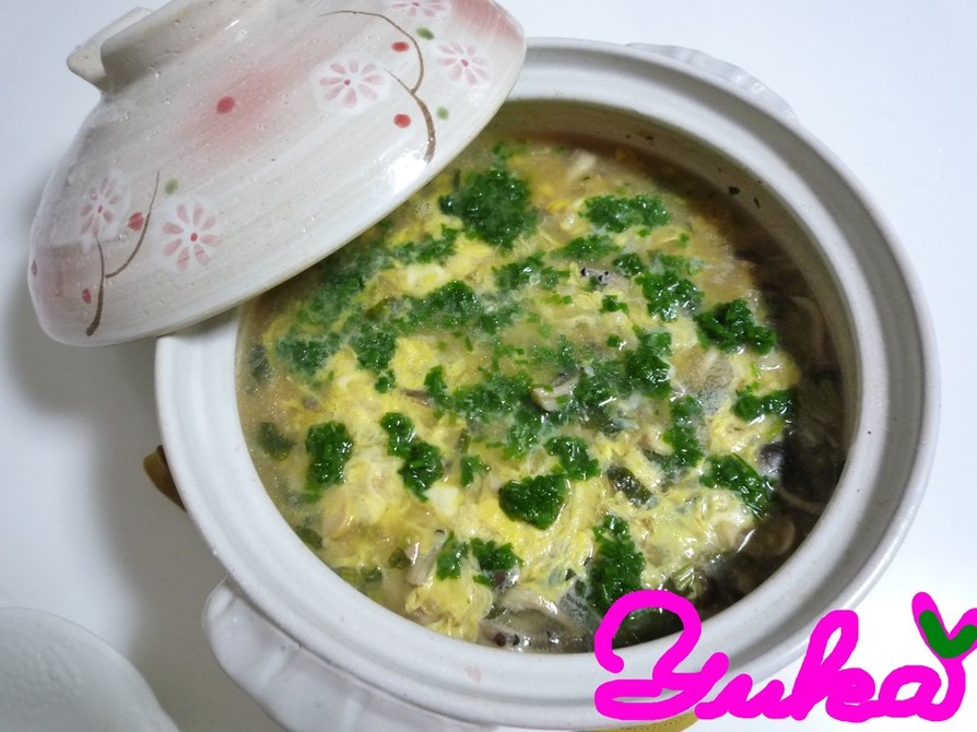 お鍋の〆＆リメイク 卵雑炊！大根の葉入りの画像