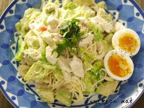 鶏ハムのたらこサラスパ