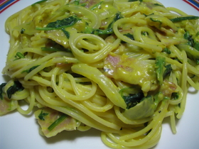 ほうれん草のかぼちゃクリームパスタ☆