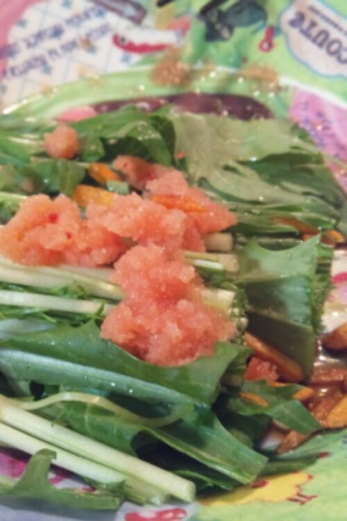おつまみに最適！水菜と明太子のサラダの画像