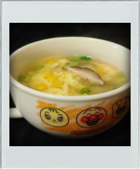 ■簡単朝昼■新玉ねぎコーン卵スープ中華風の画像