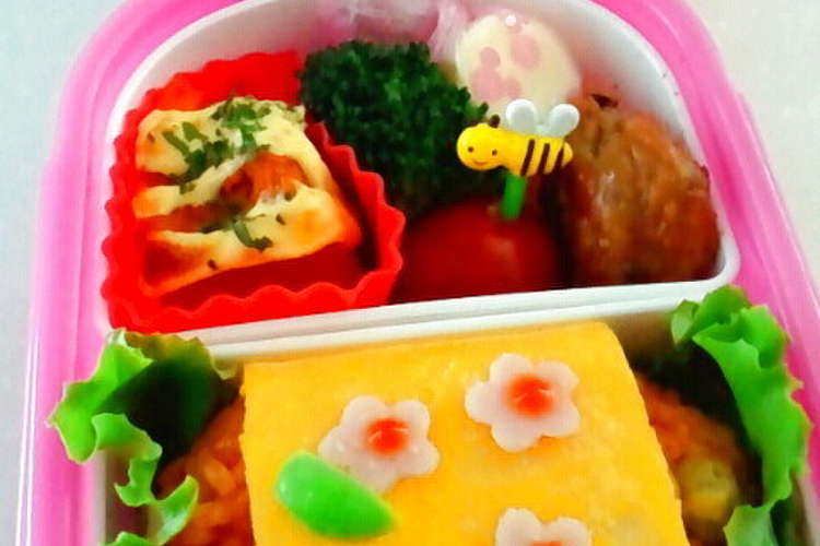 幼稚園お弁当 遠足弁当にもお花オムライス レシピ 作り方 By Puni クックパッド