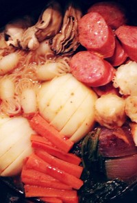 手作りキムチ鍋♡牡蠣,カブ,結び蒟蒻入♪