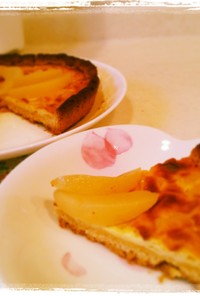 ヨーグルトで桃のベイクドチーズタルト