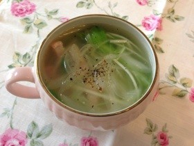 ☆簡単ランチに！水菜の食べるスープ☆の画像
