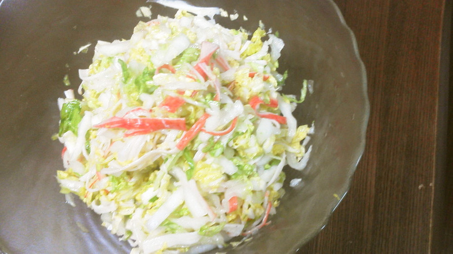 簡単寿司酢とごま油の白菜かにかまサラダ☆の画像