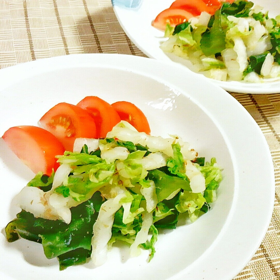 簡単☆白菜・わかめとトマトの和風サラダ♪の画像