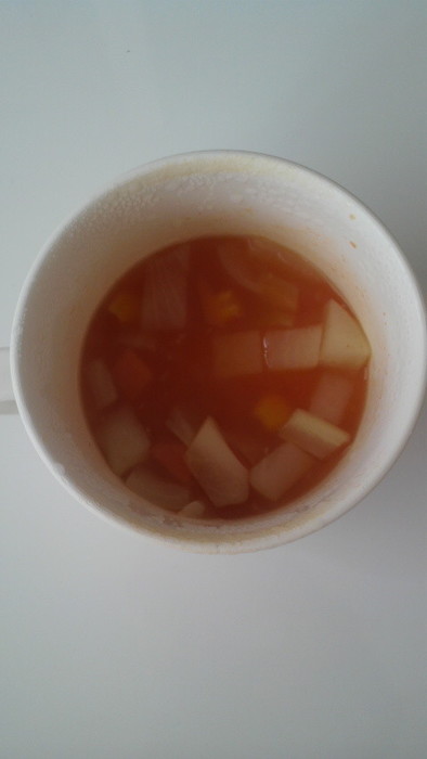 コンソメスープ→トマトスープにの写真