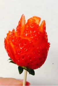 イチゴの飾り切り 薔薇