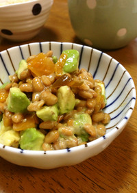 アボカド納豆with福神漬け