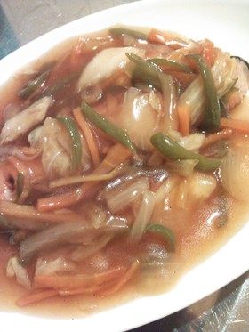 鮭のどっさり野菜餡掛け♪