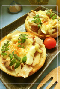 山椒香る❀　叉焼×エリンギのトースト