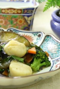 貝柱と野菜たっぷり甘酢炒め　