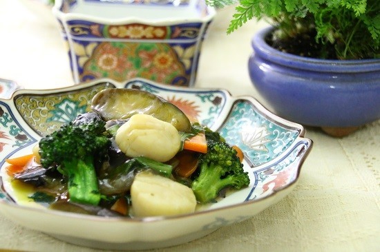 貝柱と野菜たっぷり甘酢炒め　の画像