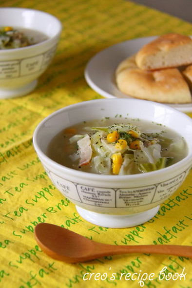 キャベツとベーコンのスープの写真