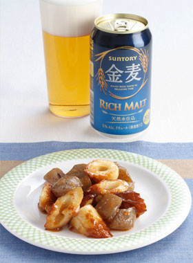 こんにゃくとちくわの甘みそ炒め