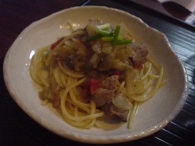 梅ラタトゥイユのパスタ