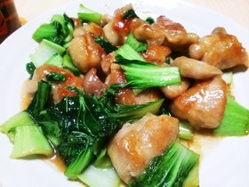 鶏ももとチンゲン菜の簡単中華風炒め