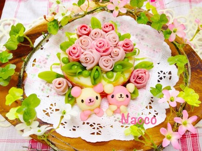 ハム薔薇とくまちゃんのポテトサラダケーキの写真