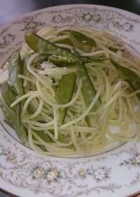 春野菜(絹さや、筍)のアーリオ・オリオ