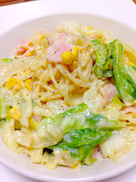 簡単キャベツとベーコンのクリームパスタ♡