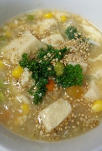 高野豆腐と野菜の♡とろとろコンソメスープ