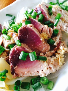フライパンで作るカツオの塩タタキ
