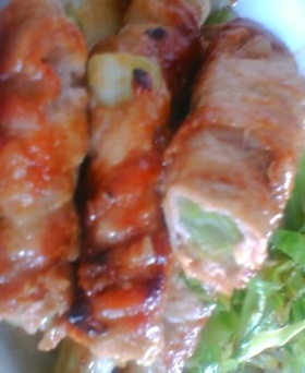 豚肉でねぎ巻き 梅でさっぱり